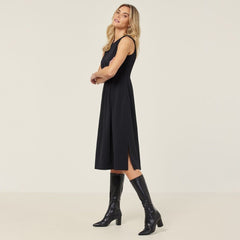 NNT Womens Crepe Stretch Elegant Midi Length Comfy Sleeveless Dress CAT69T