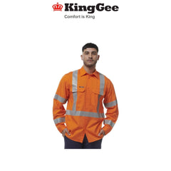 KingGee Mens Workcool Lightweight Breathable NSW Comfy Rail Work Shirt K54016