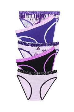 Bonds Girls Bikini Soft and Stretchy Fit Perfect Everyday Coverage 5 Pack UWNV5A