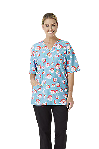 NNT Womens Santa Scrub Top Unisex Relaxed Fit V Neckline Nurse Workwear CATRF4