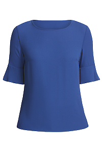 NNT Womens Fluted Sleeve Top Classic Fit round Neck Blouse CATU5T