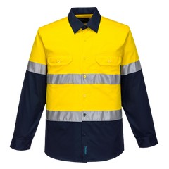 Portwest Mens Prime Mover Taped Hi-Vis Lightweight Long Sleeve Shirt Work MA801