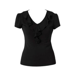 NNT Womens Matt Jersey Cap Sleeve Ruffle T-Top Classic Fitter Shirt CAT48F