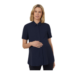 NNT Womens Georgie Maternity Shirt Relaxed Fit Navy Soft Collar Shirt CATUKB