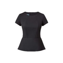 NNT Womens Ponte Knit Cap SLV Peplum Top Front Panelling Short Sleeve CAT9S1