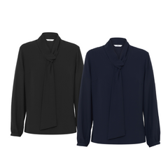 NNT Womens Formal Long Sleeve Tie Neck Blouse Classic Gathered Business CATUL2