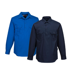 Portwest Adelaide Shirt, Long Sleeve, Light Weight Cotton Polo Shirt MC903