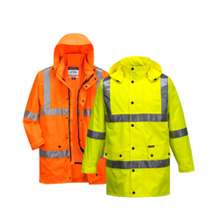 Portwest Argyle Full Hi-Vis Rain Jacket with Tape 2 Tone Work Safety MF306