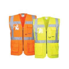 Portwest Berlin Executive Vest Hi Vis Front Zip Open Reflective Work Safety S476