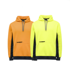 KingGee Mens Hi Vis Pull Over Hoodie Fleece Drawstring Work Safe Safety K55033
