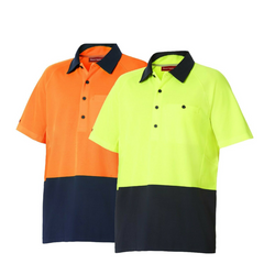 Mens Hard Yakka Koolgear Hi-Vis 2 Toned Short Sleeve Work Polo Shirt Y11396