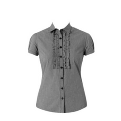 NNT Womens Discontinued Mini Check Cap Sleeve Frill Shrill Business Shirt CAT48Z