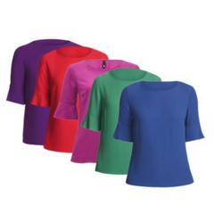 NNT Womens Fluted Sleeve Top Classic Fit round Neck Blouse CATU5T