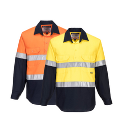 Portwest Mens Prime Mover Hi-Vis Work Shirt Long Sleeve Closed Front Taped MC101