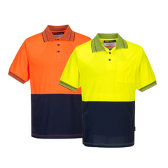 Portwest Mens Prime Mover Hi-Vis Work Shirt Short Sleeve Micro Mesh Polo MP110