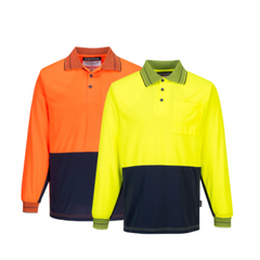 Portwest Mens Prime Mover Long Sleeve Micro Mesh Work Polo Shirt Cool Dry MP113