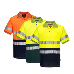 Portwest Mens Prime Mover Short Sleeve Cotton Comfort Polo Taped Hi-Vis MP310