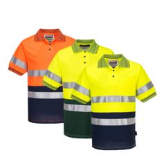 Portwest Mens Prime Mover Short Sleeve Micro Mesh Polo Taped Hi-Vis Work MP510