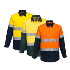 Portwest Mens Prime Mover Taped Hi-Vis Lightweight Long Sleeve Shirt Work MA801