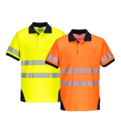 Portwest Mens PW3 Hi-Vis Polo Short Sleeve Cool Dry Comfy Taped Work Shirt T182