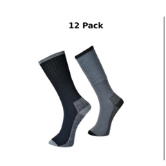 Portwest Mens Work Sock 12 Pack Cushioned Sole Comfort Durable Reinforced SK33