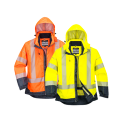 Portwest PW3 Hi-Vis Breathable Jacket 2 Tone Reflective Work Safety Hood T403
