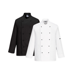 Portwest Somerset Chefs Jacket Mandarin Collar Reversible Front Jacket C834