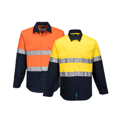 Portwest Hi-Vis Two Tone Regular Weight Long Sleeve Shirt Tape Safety MA101