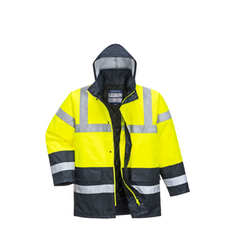 Portwest Hi-Vis Two Tone Traffic Jacket Waterproof Reflective Tape Work S466