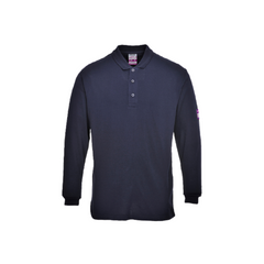 Portwest Flame Resistant Anti-Static Long Sleeve Polo Shirt Ribbed Collar FR10