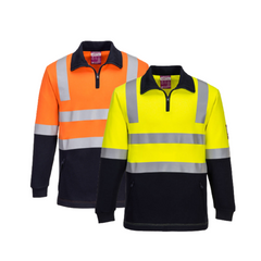 Portwest Flame Resistant Hi-Vis Brushed Fleece 1/2 Zip Jumper Comfortable MF202