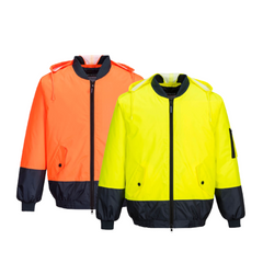 Portwest Hi-Vis Bomber Jacket 2 Tone Waterproof Reflective Work Safety MJ304