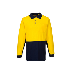 Portwest Long Sleeve Cotton Pique Polo 2 Tone Collared Breathable Shirt MD619
