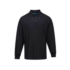 Portwest Long Sleeve Solid Colour Micro Mesh Polo Black Casual Shirt MP103