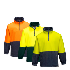 Portwest Mens Hi-Vis Polar Fleece Jumper Waist Draw String Work Comfy MF115