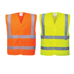 Portwest Mens Hi-Vis Two Band & Brace Vest Reflective Lightweight Work C470