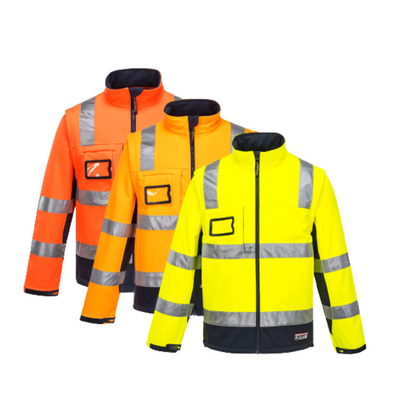 Portwest Mens Huski Chassis Jacket Softshell 2 in 1 Reflective Safety Tape K8074