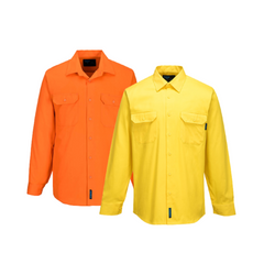 Portwest Hi-Vis Regular Weight Long Sleeve Shirt Breathable Polo Shirt MS988