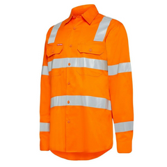 Mens Hard Yakka Rain Lightweight Drill Shirt Tape Hi-Vis Biomotion Safety Y04265