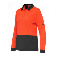 KingGee WorkCool Womens Spliced Polo L/S Comfort Work Safety Hyperfreeze K44730
