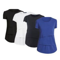 NNT Womens Matt Jersey Short Sleeve Layered Top Round Neckline Blouse CAT9XG
