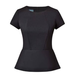 NNT Womens Ponte Knit Cap SLV Peplum Top Front Panelling Short Sleeve CAT9S1