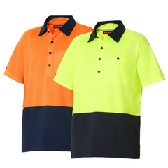 Mens Hard Yakka Koolgear Hi-Vis 2 Toned Short Sleeve Work Polo Shirt Y11396
